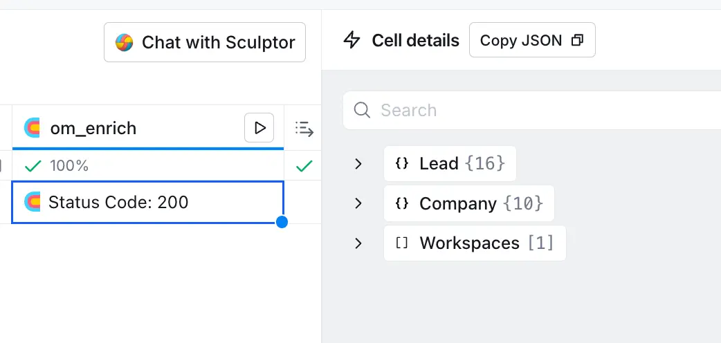 Example results in Clay after checking if contact exists