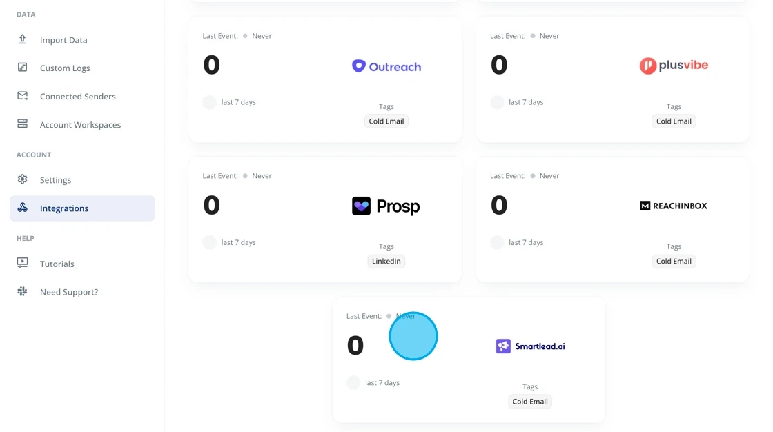 Select Smartlead integration tile
