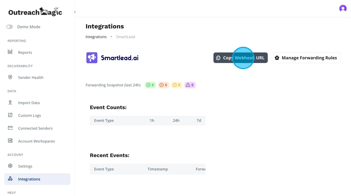 Copy Webhook URL button